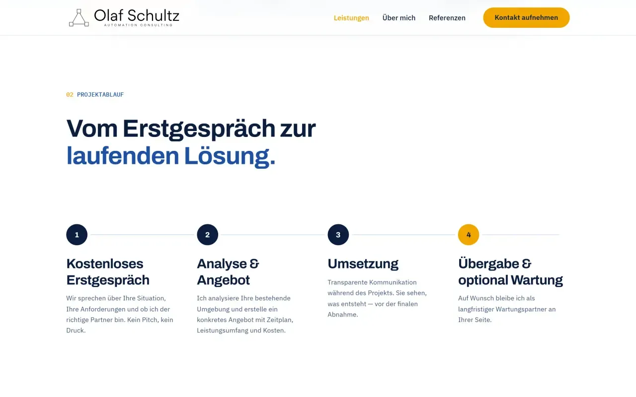 Website-Screenshot: Olaf Schultz – Automation Consulting – Ansicht 3 von 5