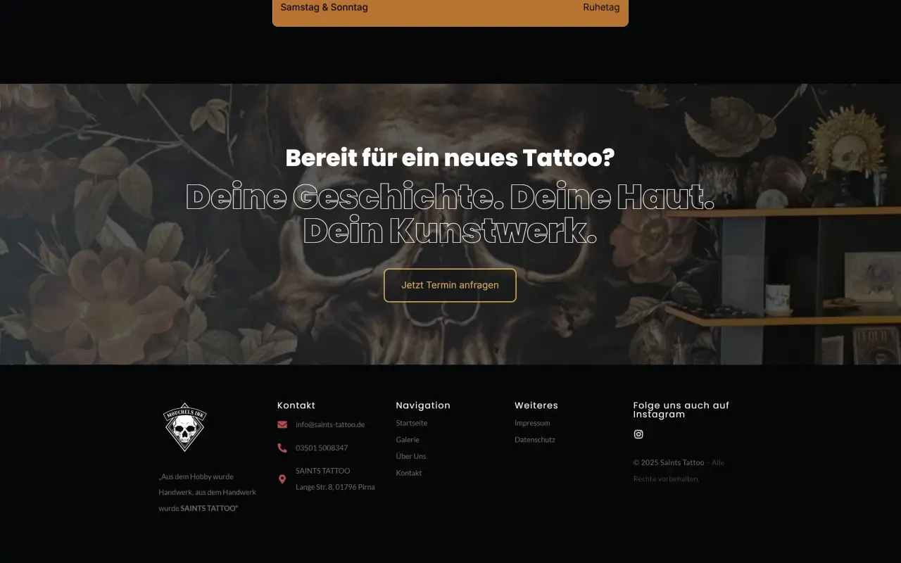 Website-Screenshot: Saints Tattoo – Ansicht 4 von 4