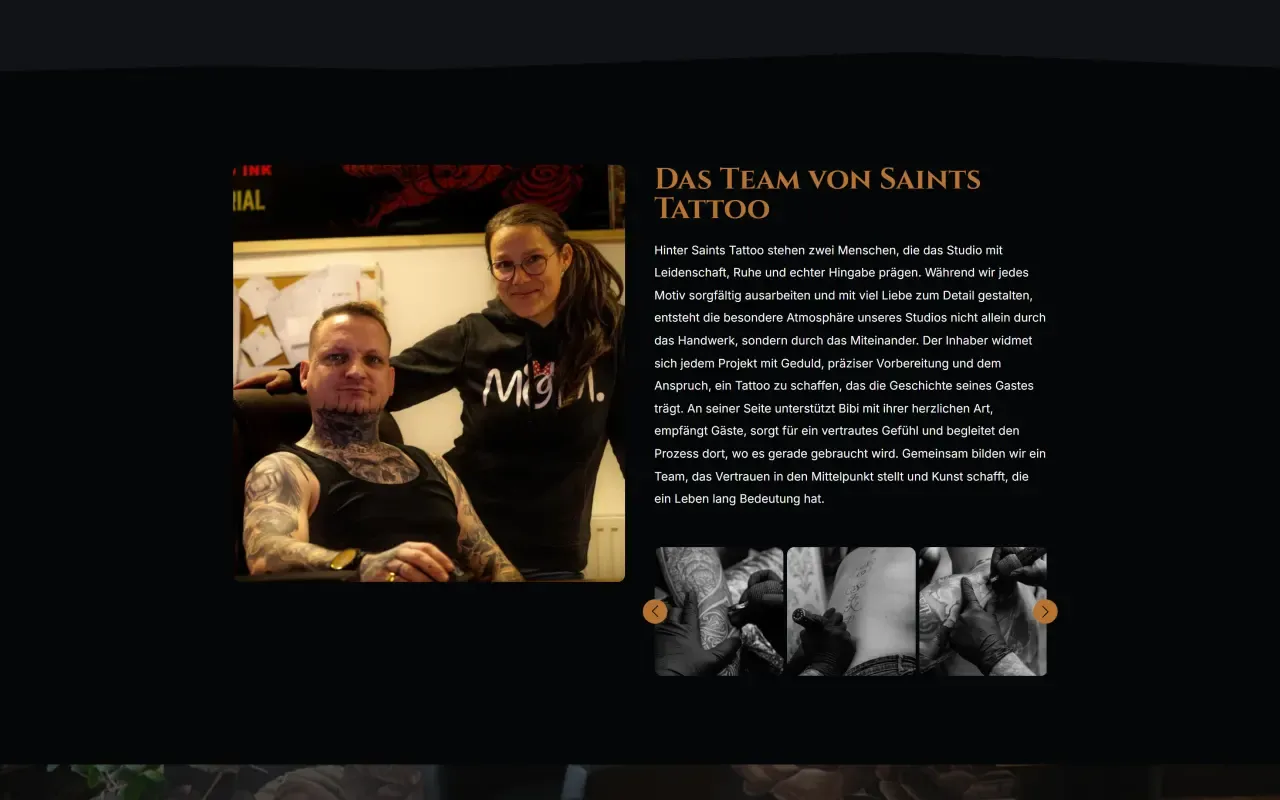 Website-Screenshot: Saints Tattoo – Ansicht 3 von 4